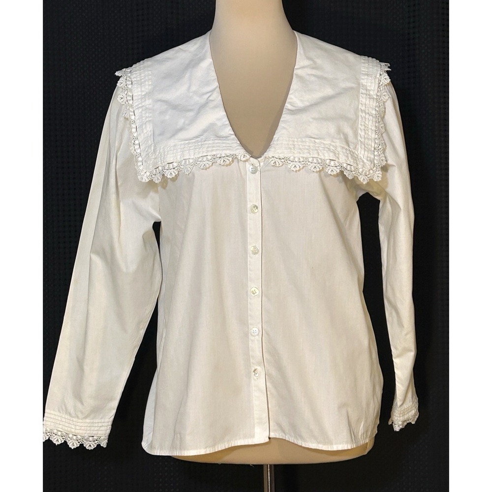 Vintage Womens Romantic Puff Sleeve Ruffle Victorian Boho Style Blouse